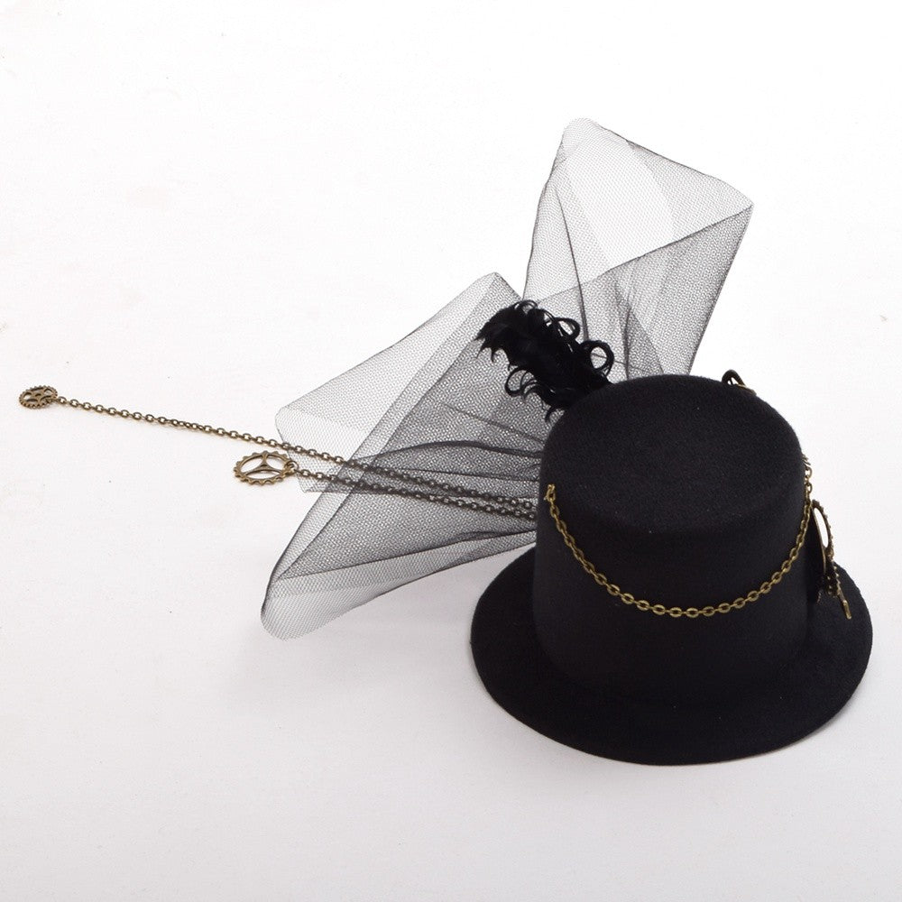 Women Steampunk Fascinator Mini Top Hat Hair Clip