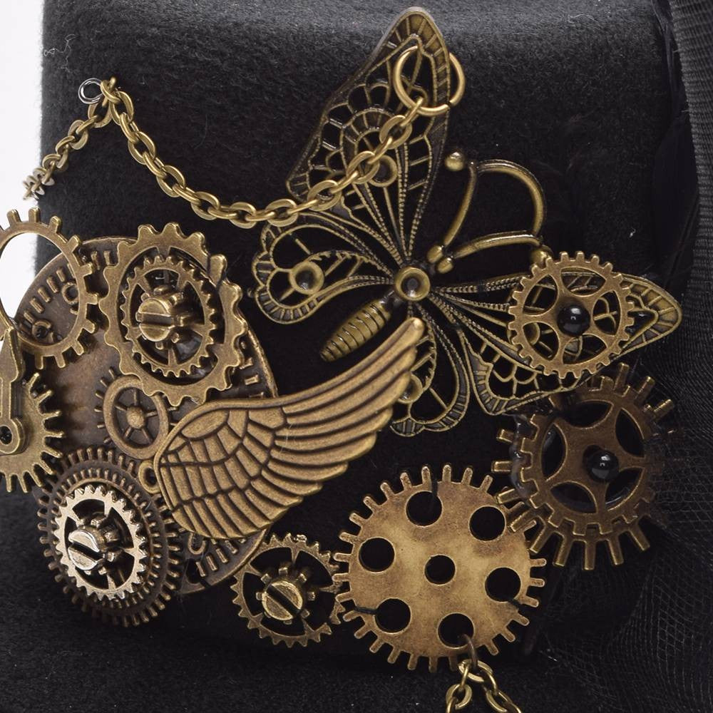 Women Steampunk Fascinator Mini Top Hat Hair Clip