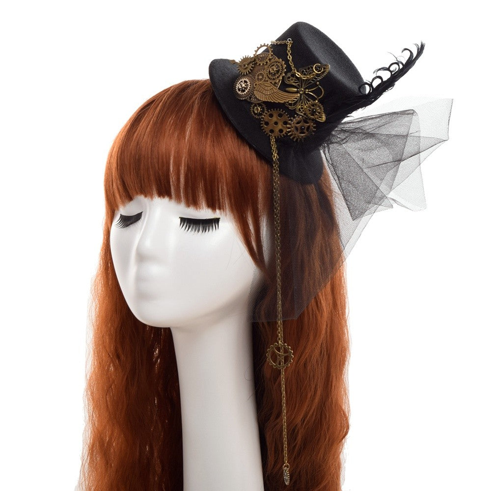 Women Steampunk Fascinator Mini Top Hat Hair Clip