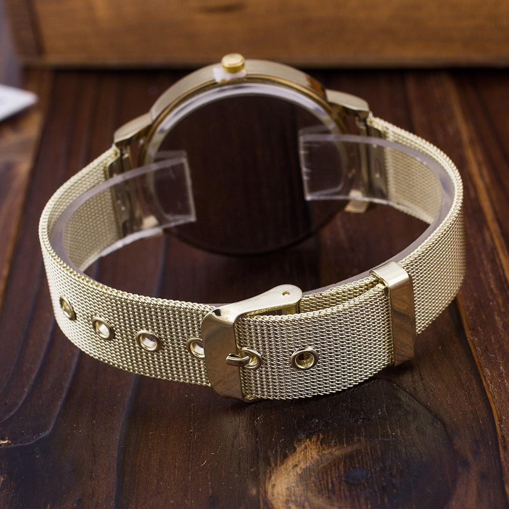 Diamond Women Watches Top Brand Luxury Mesh Stainless Steel Quartz