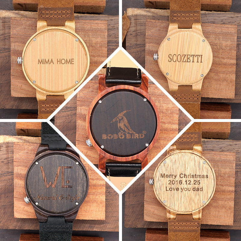 Stopwatch Bamboo Wooden Watches Men Wrist Watch Quartz