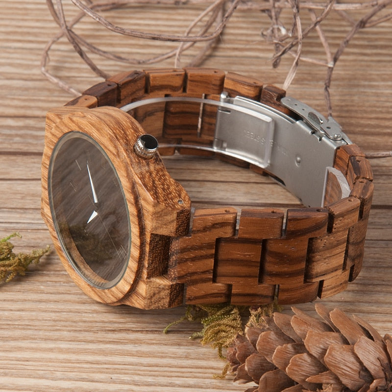 M30 Classical Zebre Wooden Watch Black Dial Wooden Fashion Clock Quartz