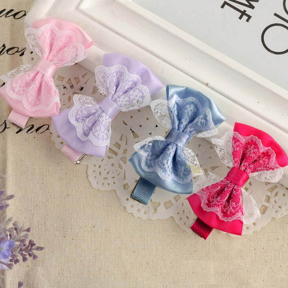 Best sale Cute Lace Bowknot Hair Clips Beautiful Baby Girl