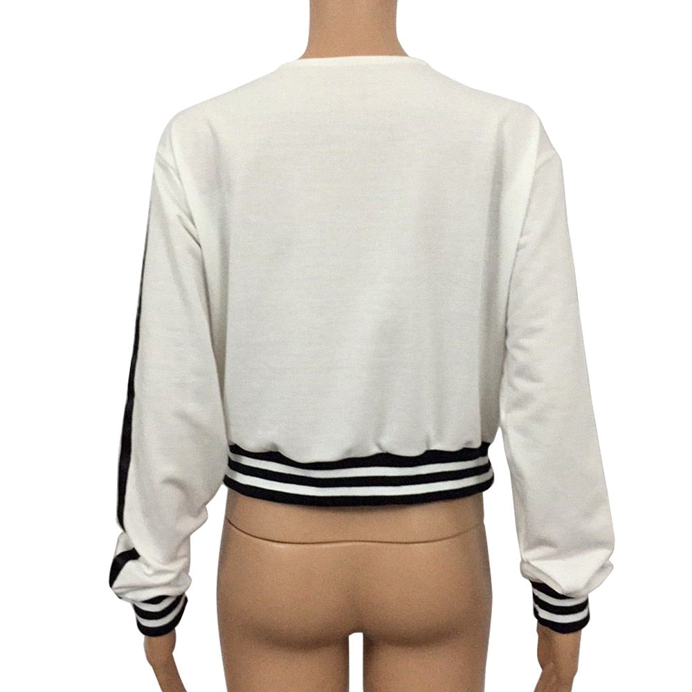 Womens Hip Hop Crop Top Fashion Deep V-neck Bandage Hoodie Sweatshirt