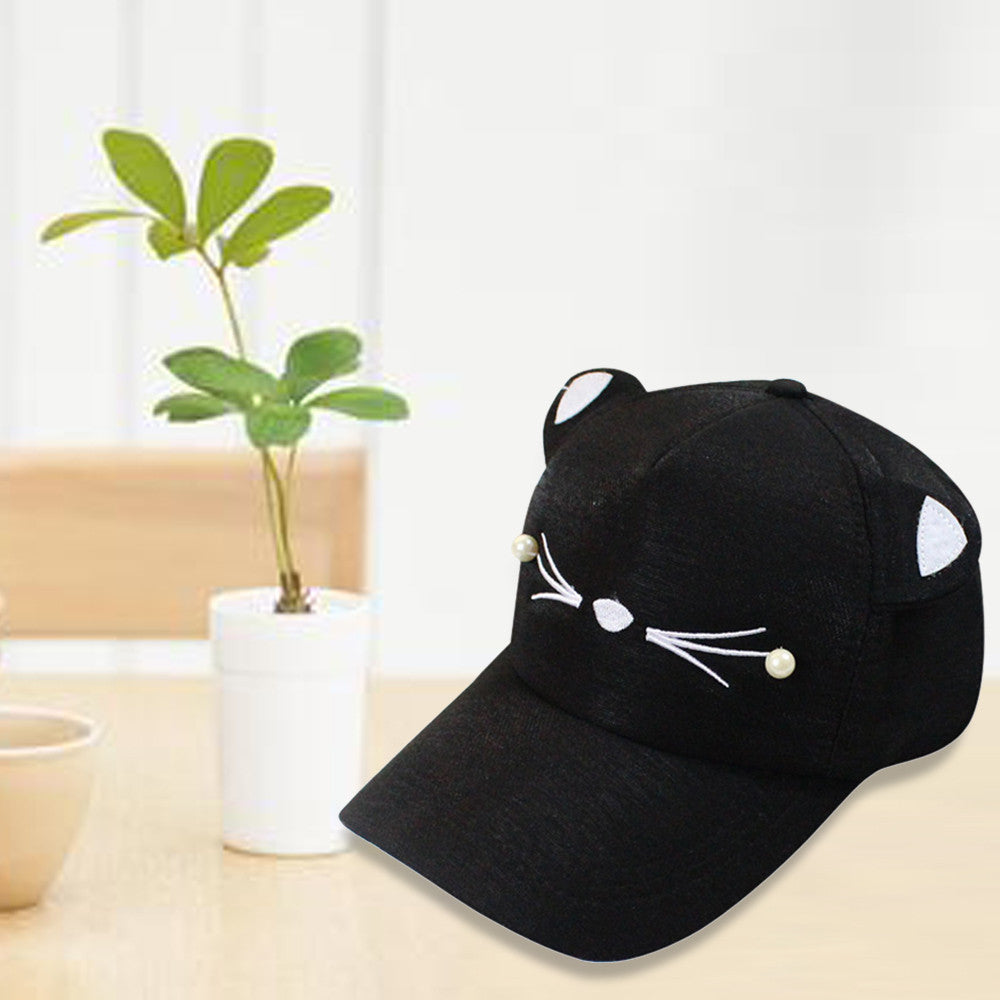 Spring Fashion Women's cap Tide Pearl Wild Cute Student Cat Ears