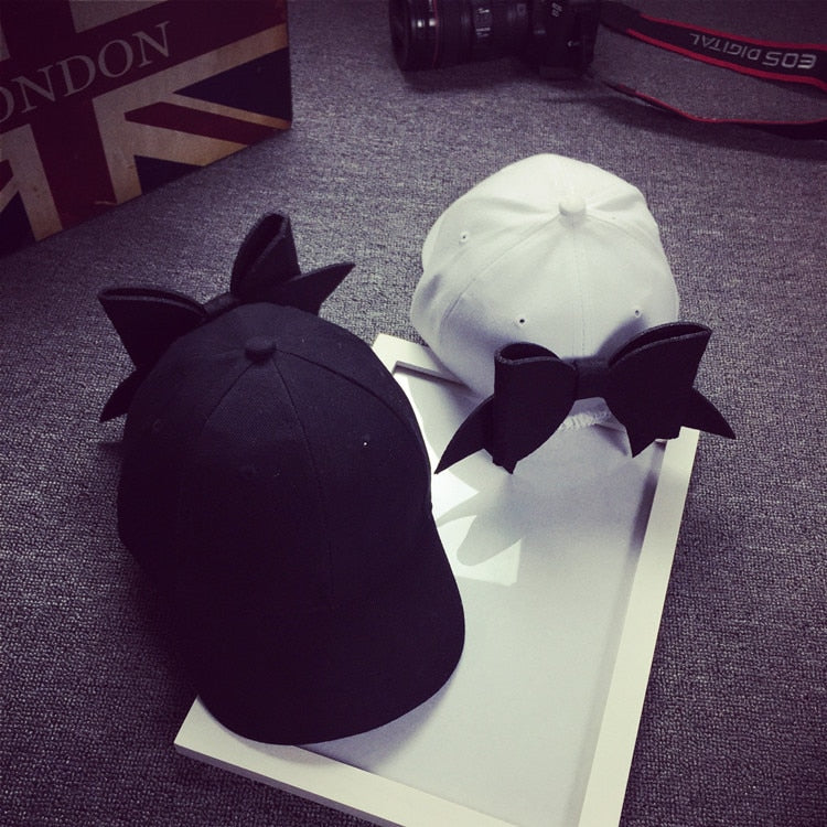 Hats For Women Solid Bow Girl Cap Snapback Hip Hop