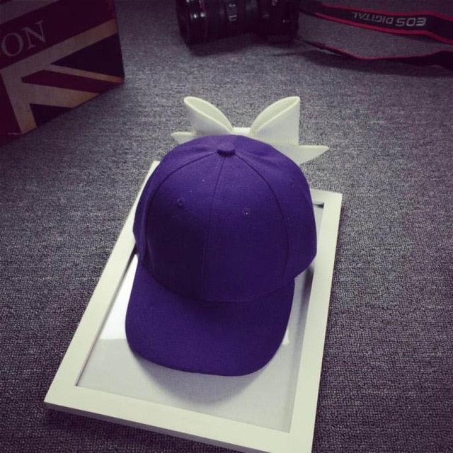Hats For Women Solid Bow Girl Cap Snapback Hip Hop