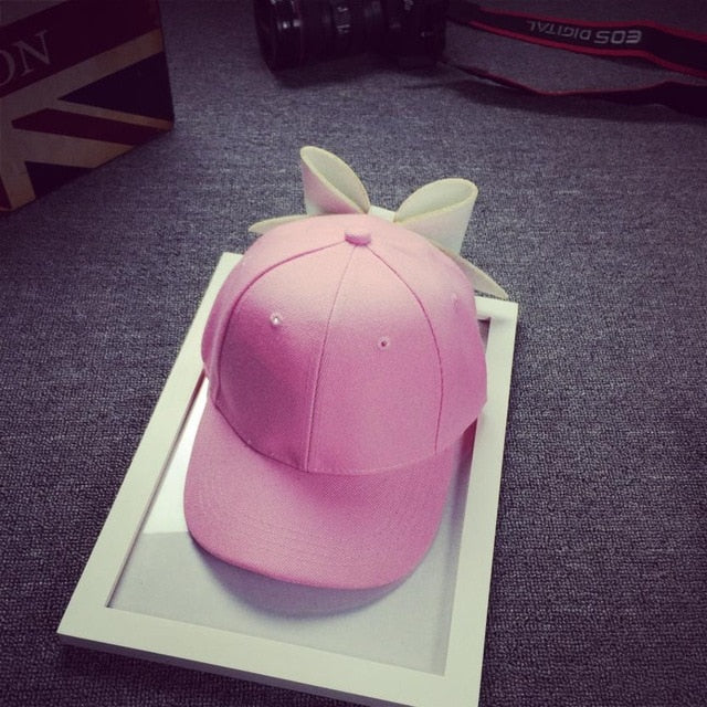 Hats For Women Solid Bow Girl Cap Snapback Hip Hop