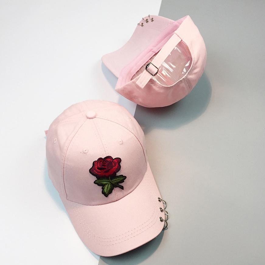 Women Men Couple Rose Baseball Cap Unisex Snapback Hip Hop Flat Hat