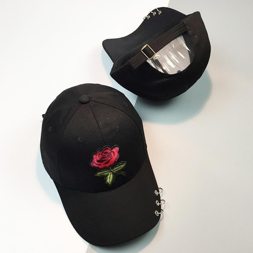 Women Men Couple Rose Baseball Cap Unisex Snapback Hip Hop Flat Hat