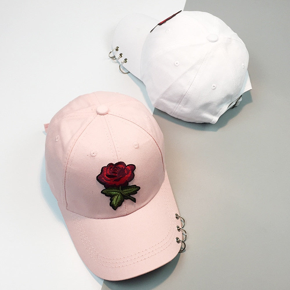 Women Men Couple Rose Baseball Cap Unisex Snapback Hip Hop Flat Hat