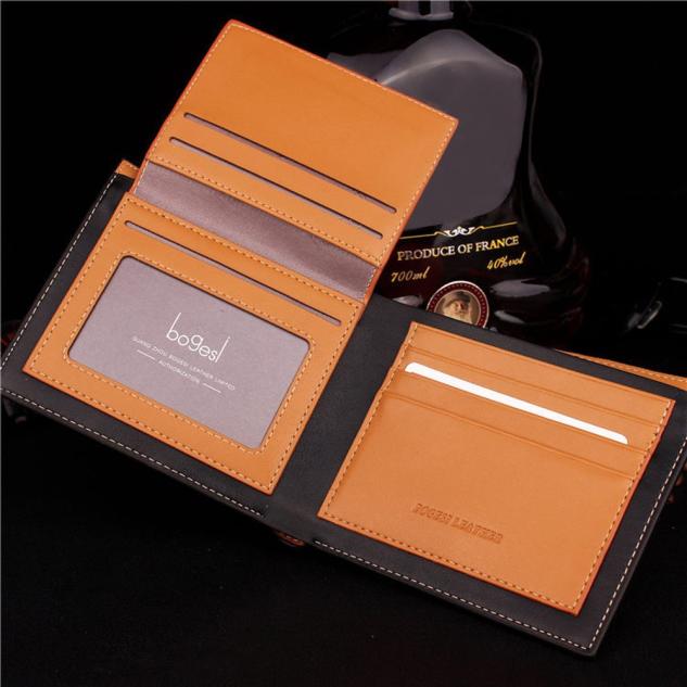 Famous Brand Men's Leather Wallet Male Retro ID Card Holder