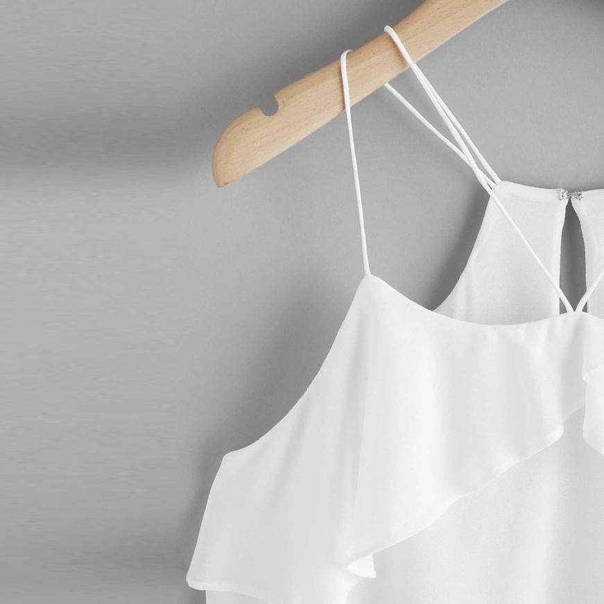 Women Ruffles Crop Tops Casual Chiffon Sleeveless Vest Tank Shirt Blouse Sexy