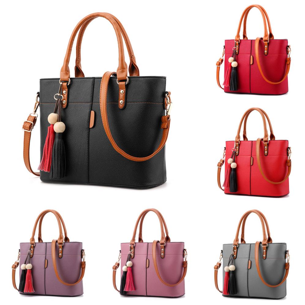 Fashion Women Tassels Solid Color Crossbody Bag