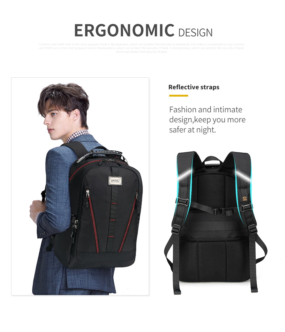 USB Charging Backpack Men Large Capacity Multifunction Teenager Waterproof