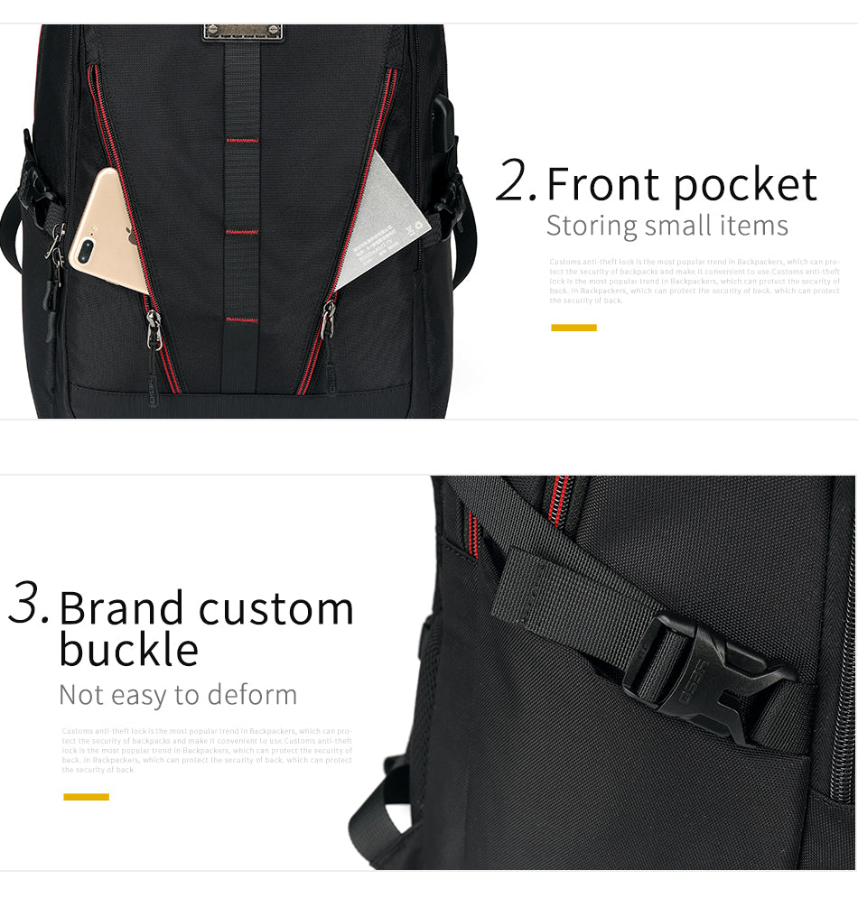 USB Charging Backpack Men Large Capacity Multifunction Teenager Waterproof