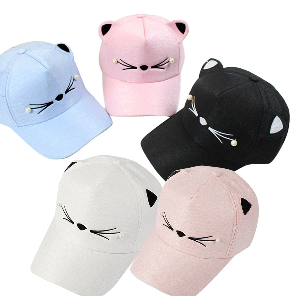 Spring Fashion Women's cap Tide Pearl Wild Cute Student Cat Ears