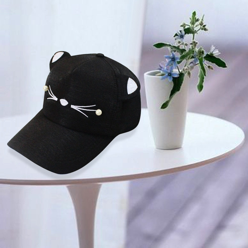 Spring Fashion Women's cap Tide Pearl Wild Cute Student Cat Ears