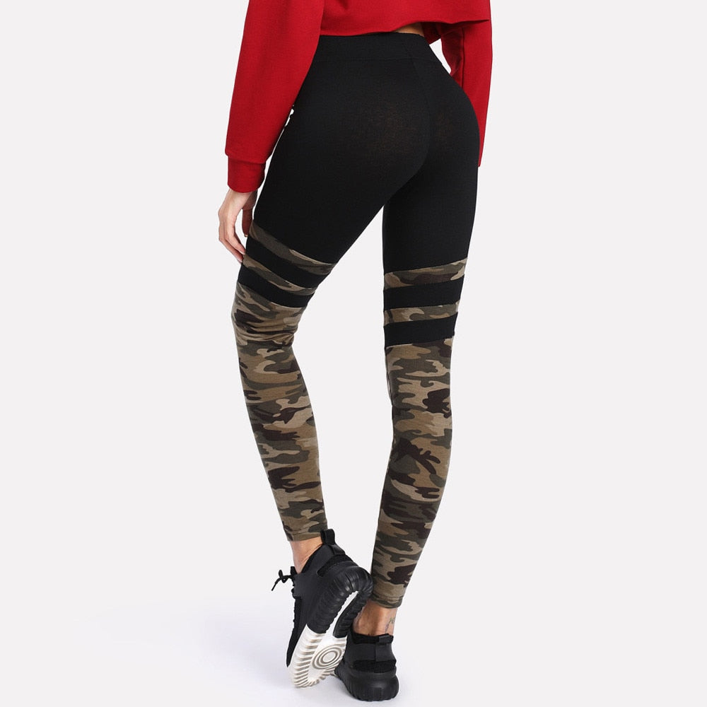 Women Camo Stitching Sports Pants Yoga