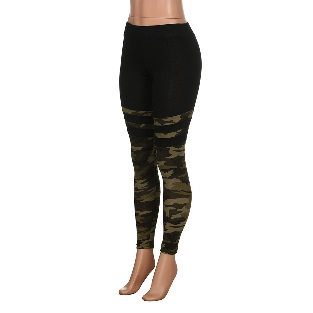 Women Camo Stitching Sports Pants Yoga