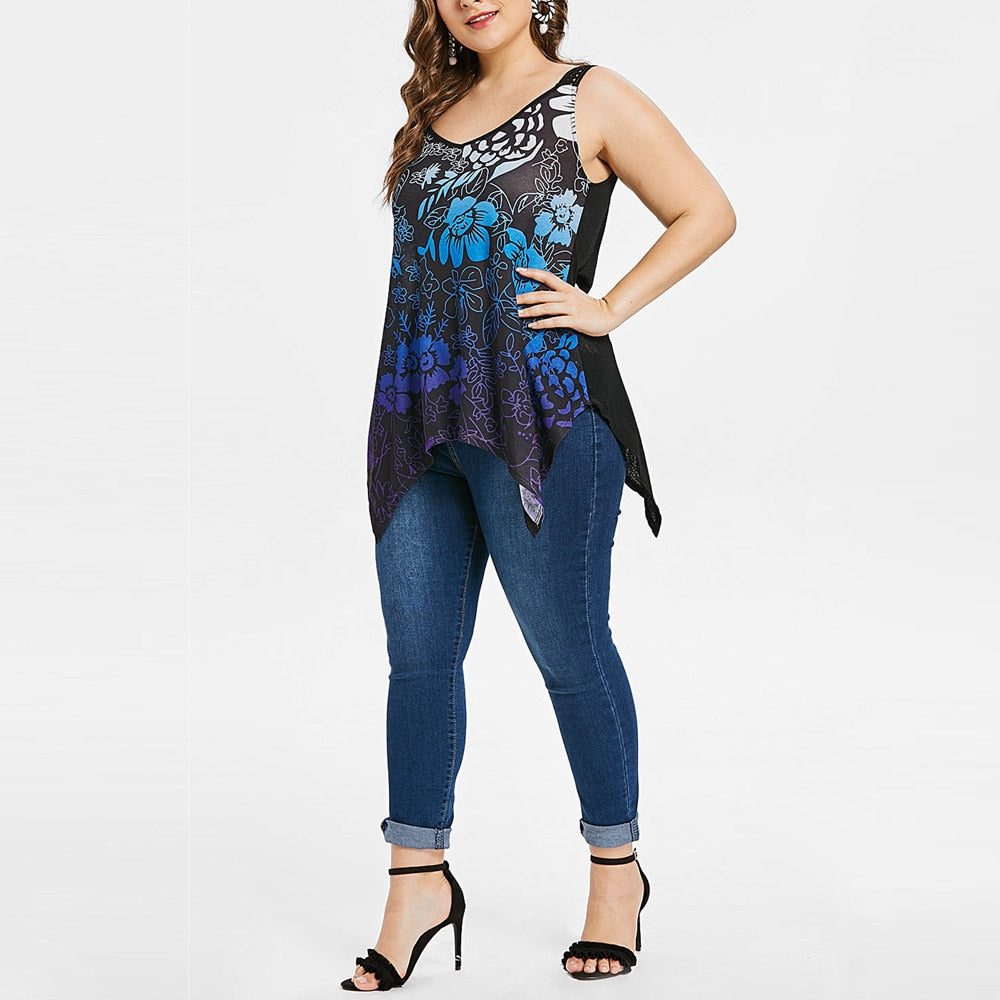 New Hot Women Plus Size Casual Print Top