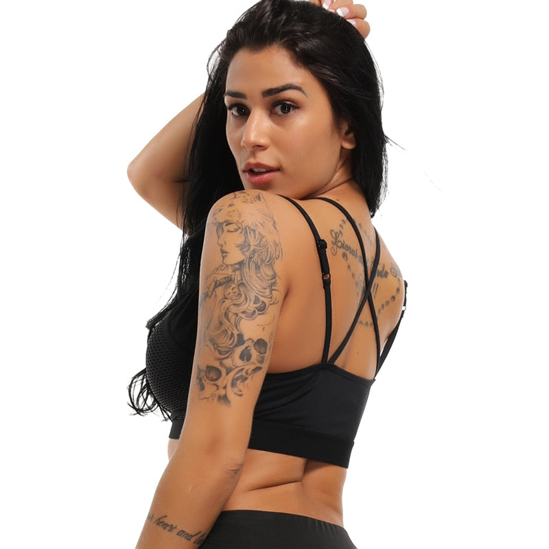 Push Up Women Sport Sports Bra Top For Fitness Yoga Cross Strap