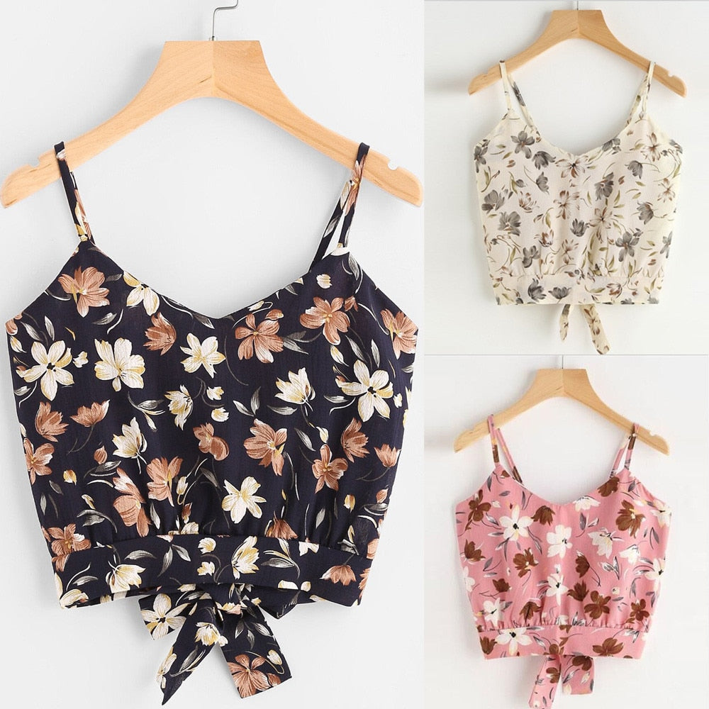 Summer Ms. V-neck Printed Camisole Top Fashion Casual Wild Jacket