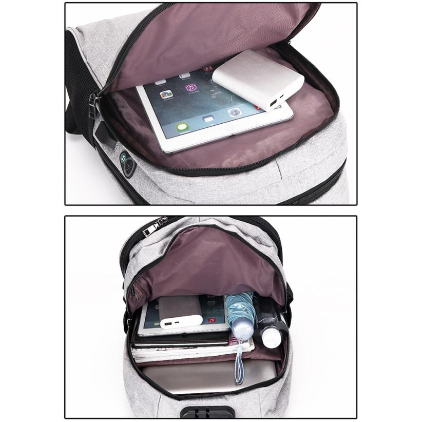Men USB Charge Laptop Backpack Anti-theft