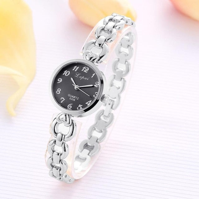 Fashion Ladies Unisex Stainless Steel Rhinestone Quartz Wrist Watch