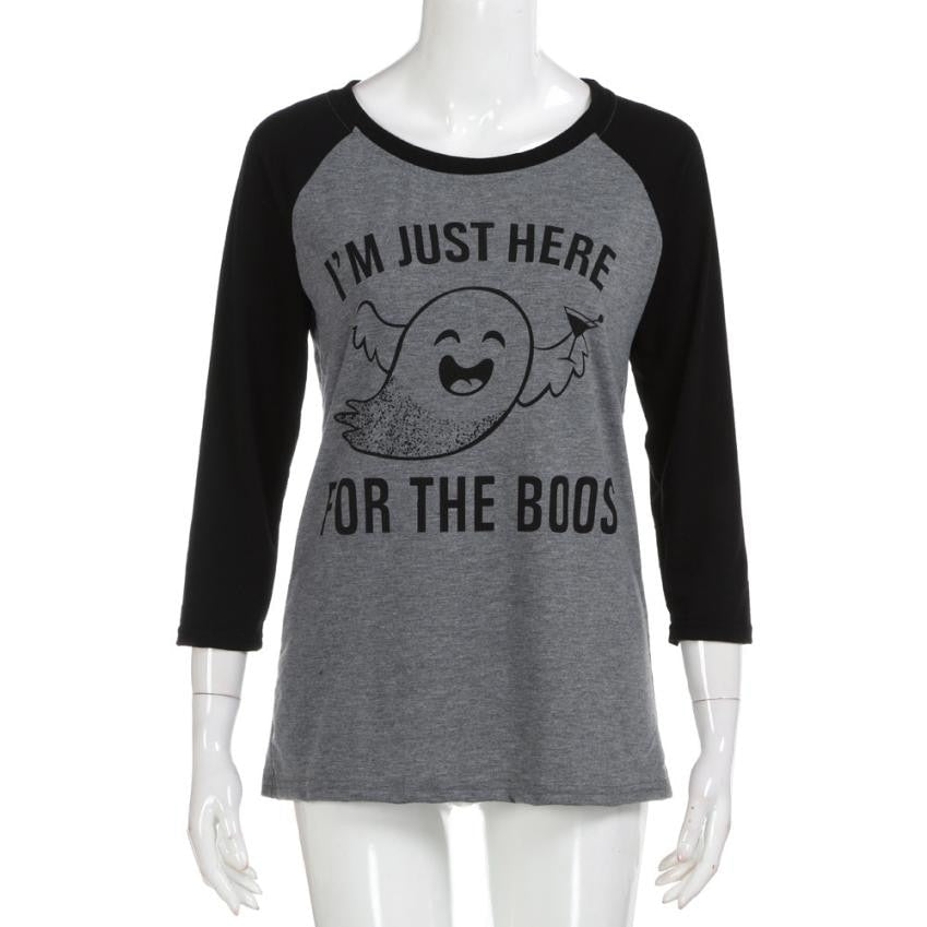 Cropped Spring Ladies 3/4 Sleeve Casual Gray T-Shirt Girls