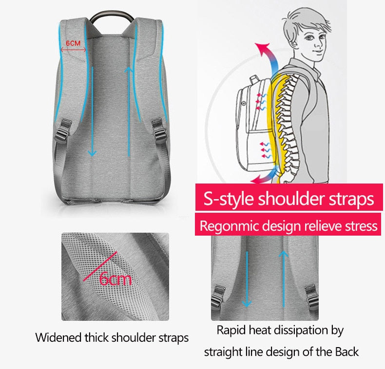 Anti theft Expandable Laptop Men Backpack Male Schoolbag