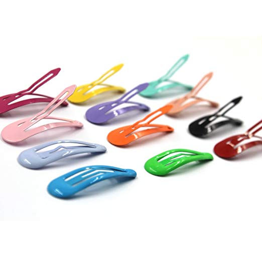 100Pcs Snap Hair Clips Candy Color Glossy 2 Inches