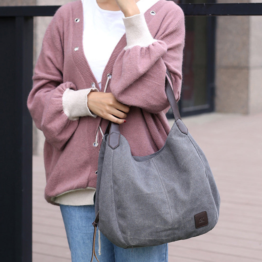 Brand Women's Canvas Handbags High Quality Female Hobos Single Shoulder Bags