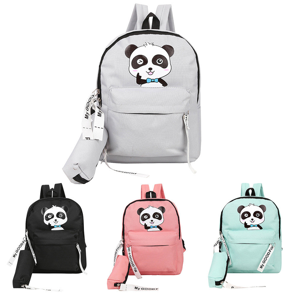 panda school bags for teenage girls canvas backpack