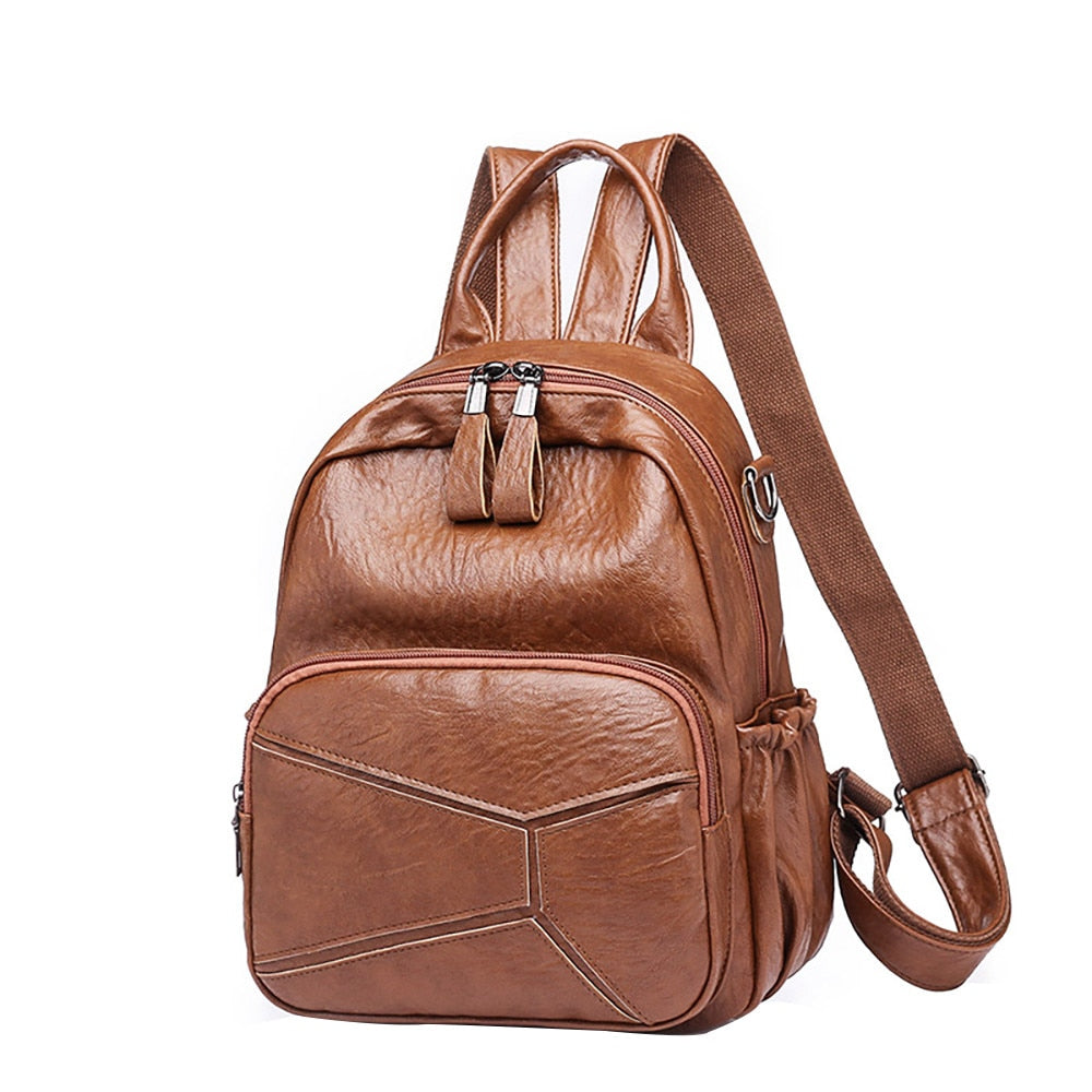 Women Backpack Soft Leather College Wind Multi-purpose Three-pack Rucksack