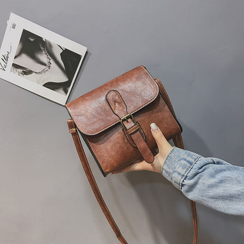 Shoulder Bag new high quality Leather Girl Fashion Vintage Buckle