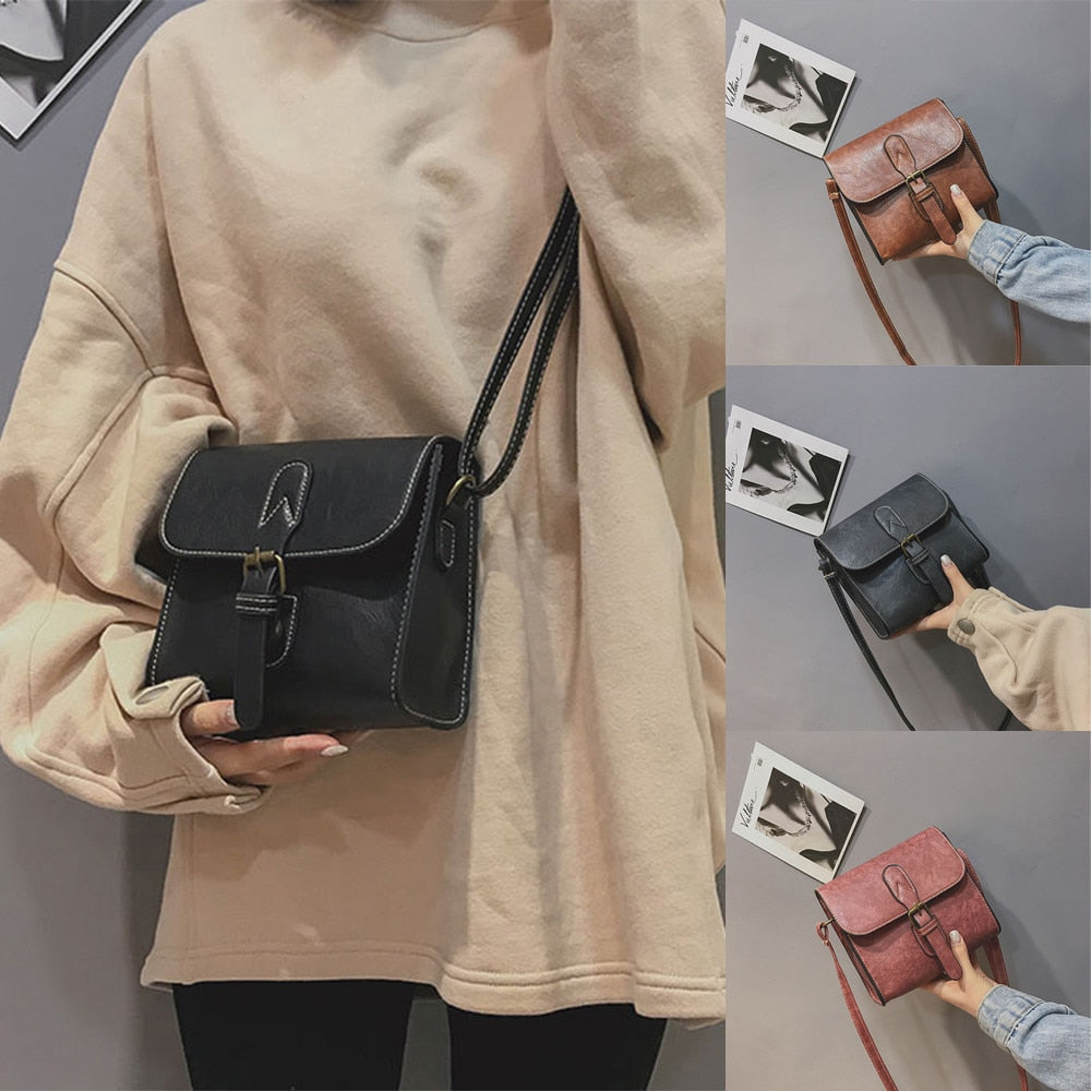 Shoulder Bag new high quality Leather Girl Fashion Vintage Buckle
