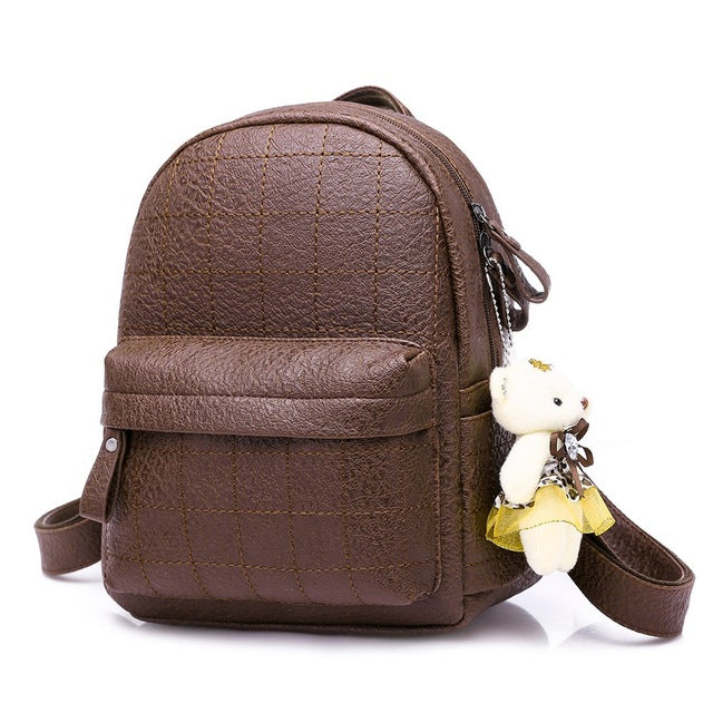 Bear Doll Pendant women's backpack Female school bag