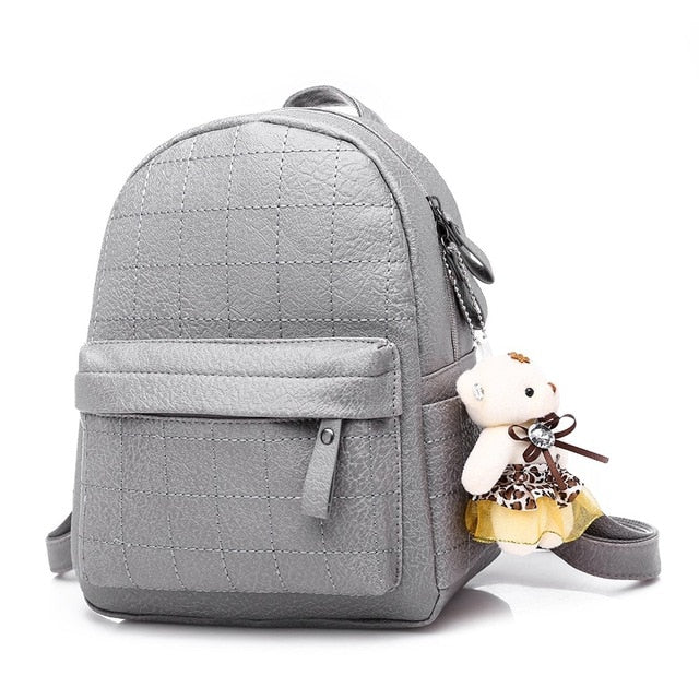 Bear Doll Pendant women's backpack Female school bag