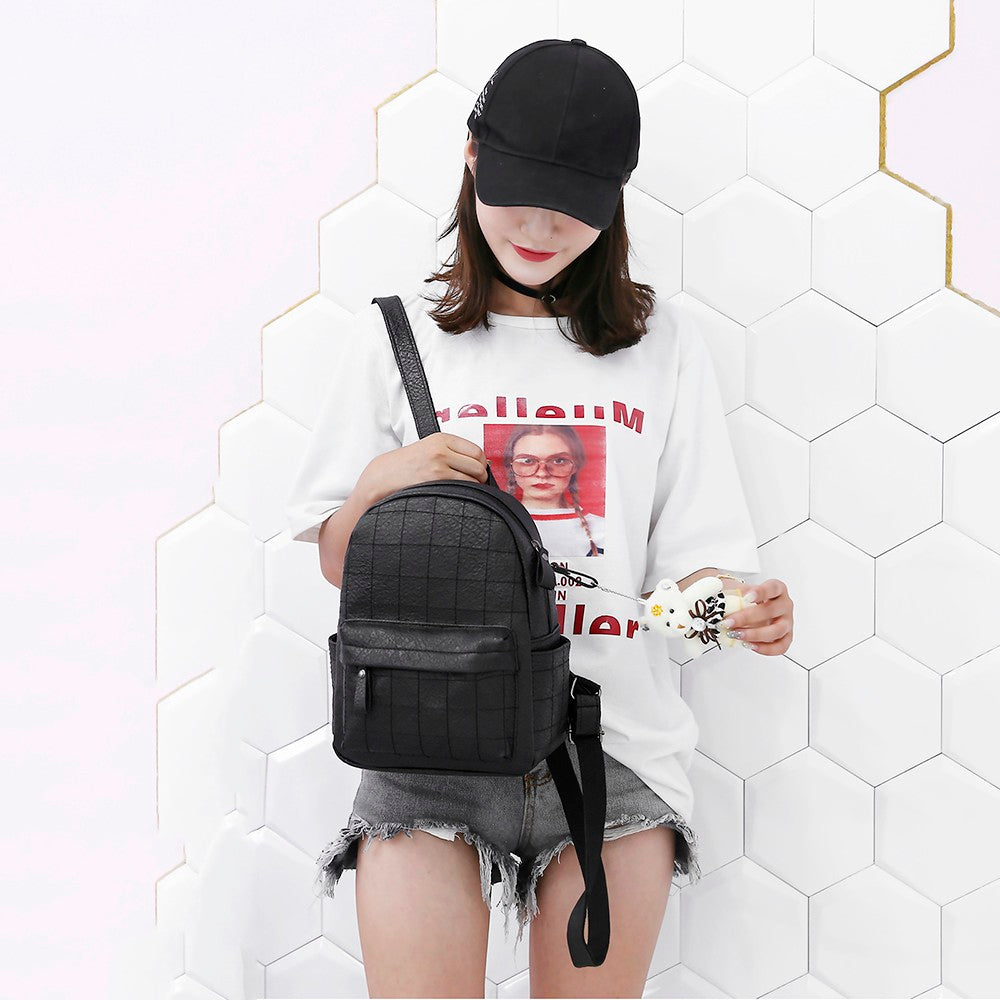 Bear Doll Pendant women's backpack Female school bag