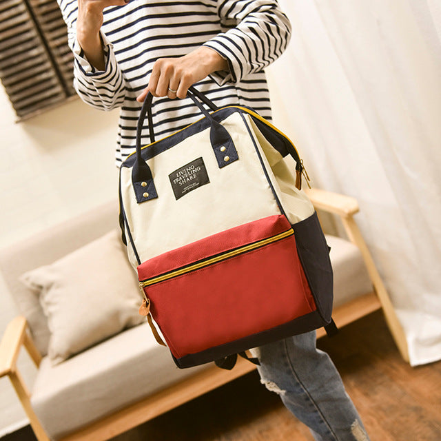 Solid Backpack School Travel Bag Double Shoulder