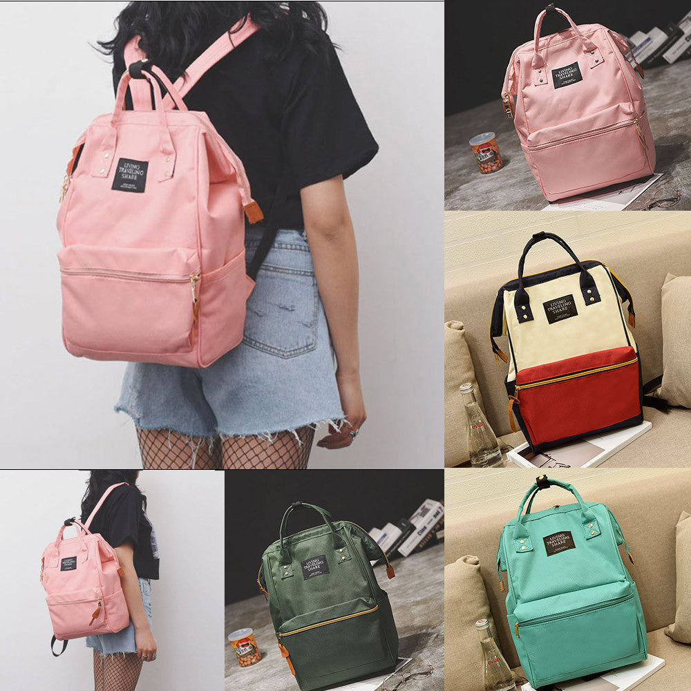 Solid Backpack School Travel Bag Double Shoulder