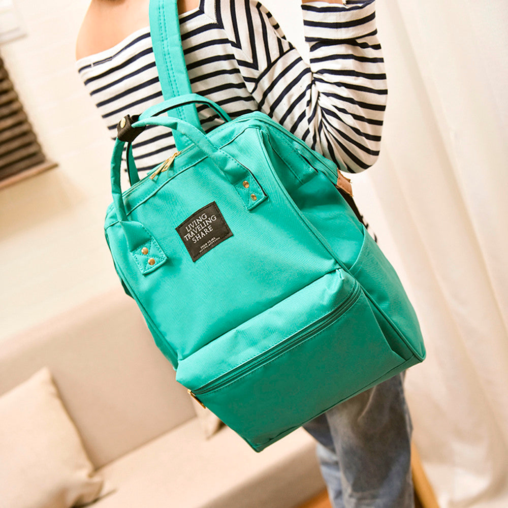 Solid Backpack School Travel Bag Double Shoulder