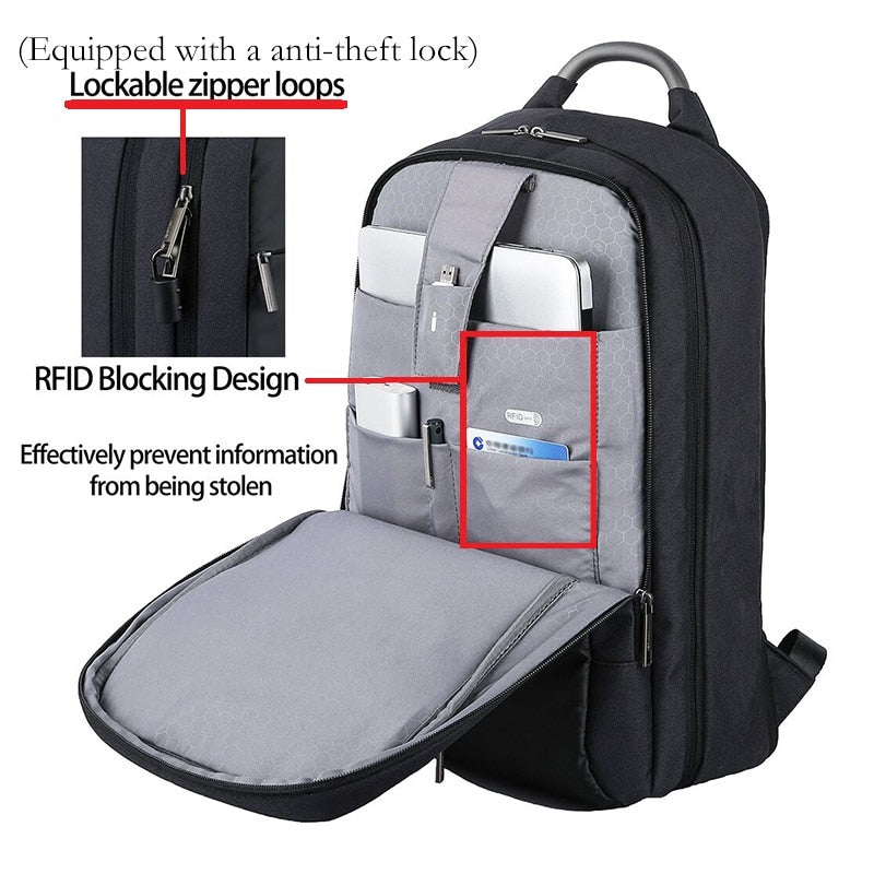 Anti theft Expandable Laptop Men Backpack Male Schoolbag