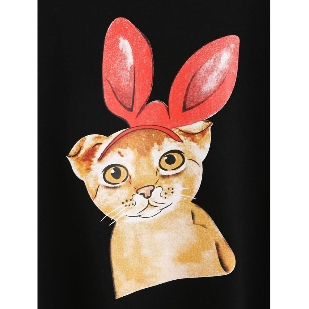 Cartoon Rabbit Kawaii Autumn Pullover Women Casual Loose Long Sleeve