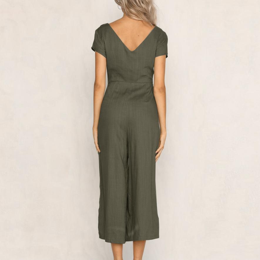 summer womens romper V-Neck Short Sleeve Strappy Holiday