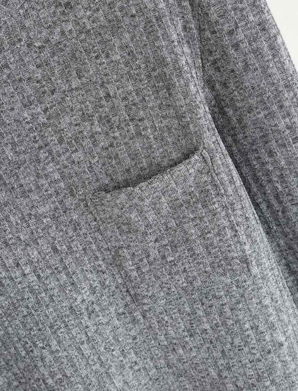 Simple Solid Gray Pocket Pullover Women Autumn Hoodies