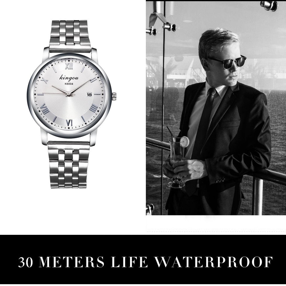 Fashion Quartz movement Business Style Man Crystal Stainless Steel