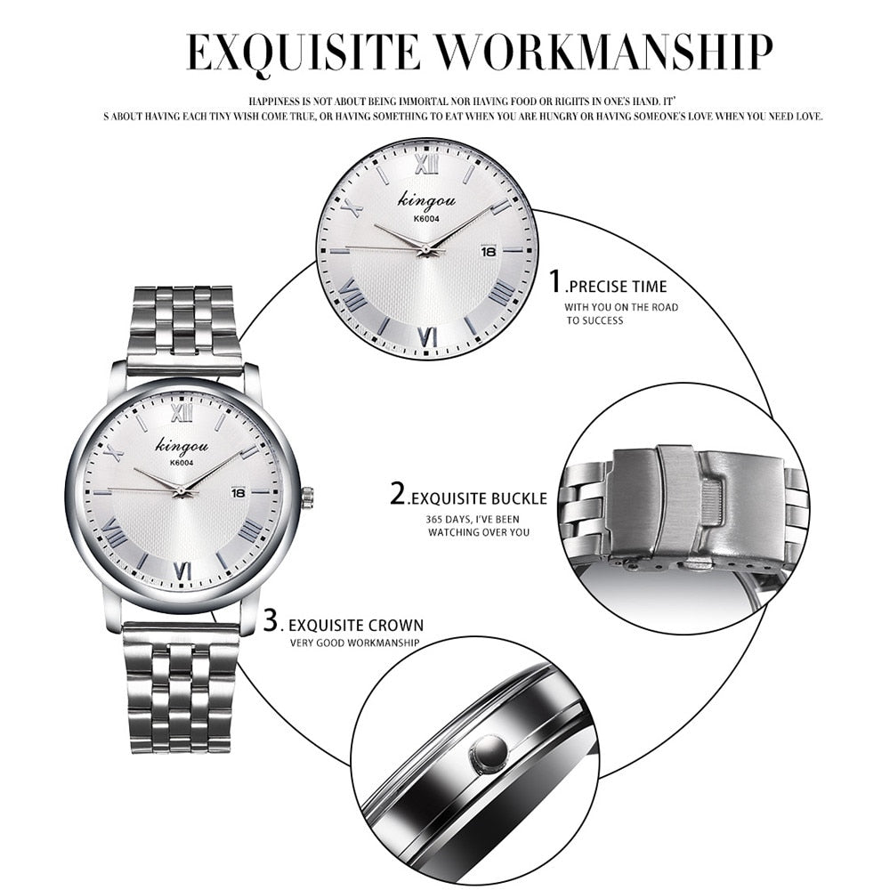 Fashion Quartz movement Business Style Man Crystal Stainless Steel