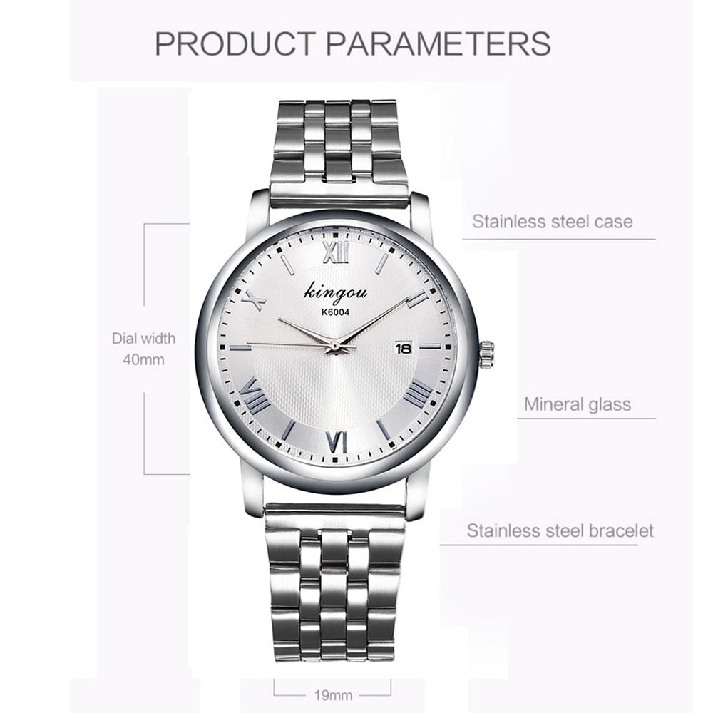 Fashion Quartz movement Business Style Man Crystal Stainless Steel